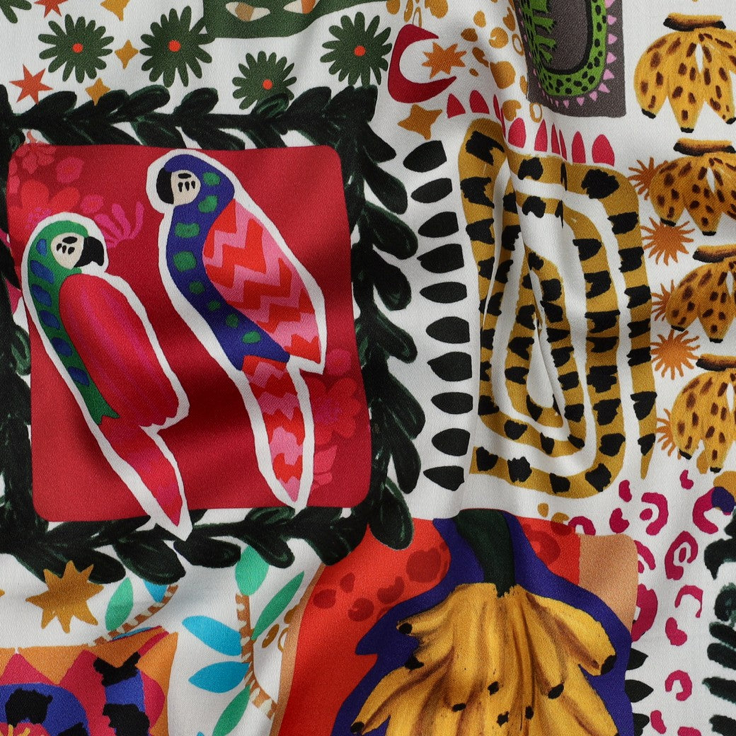 Tissu satin de coton îles tropicales