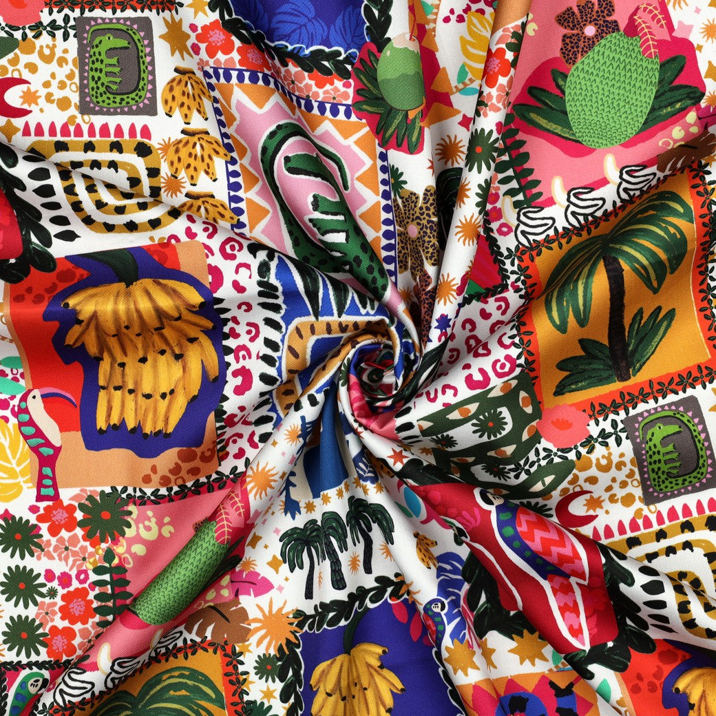 Tissu satin de coton îles tropicales