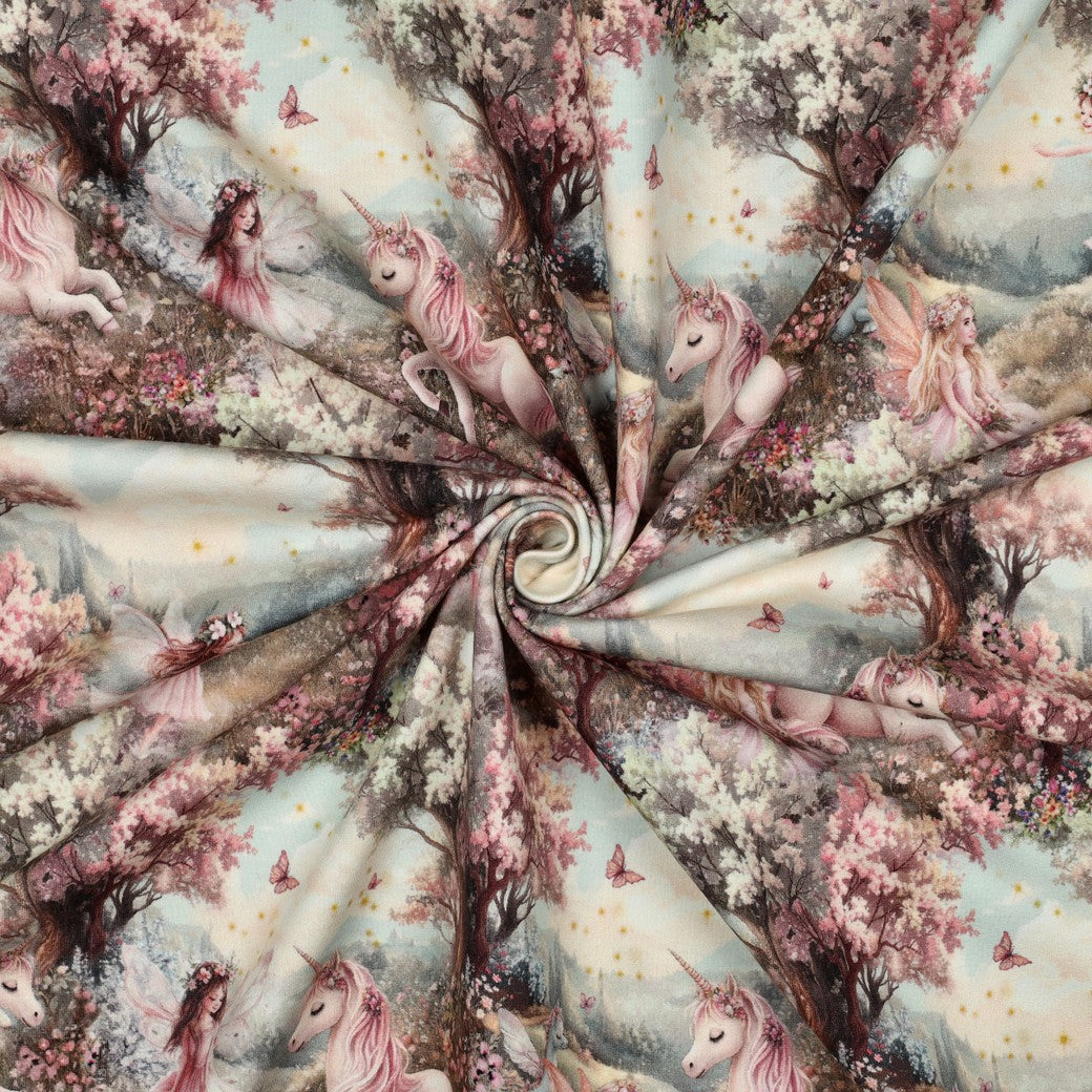 Tissu French Terry secret des licornes