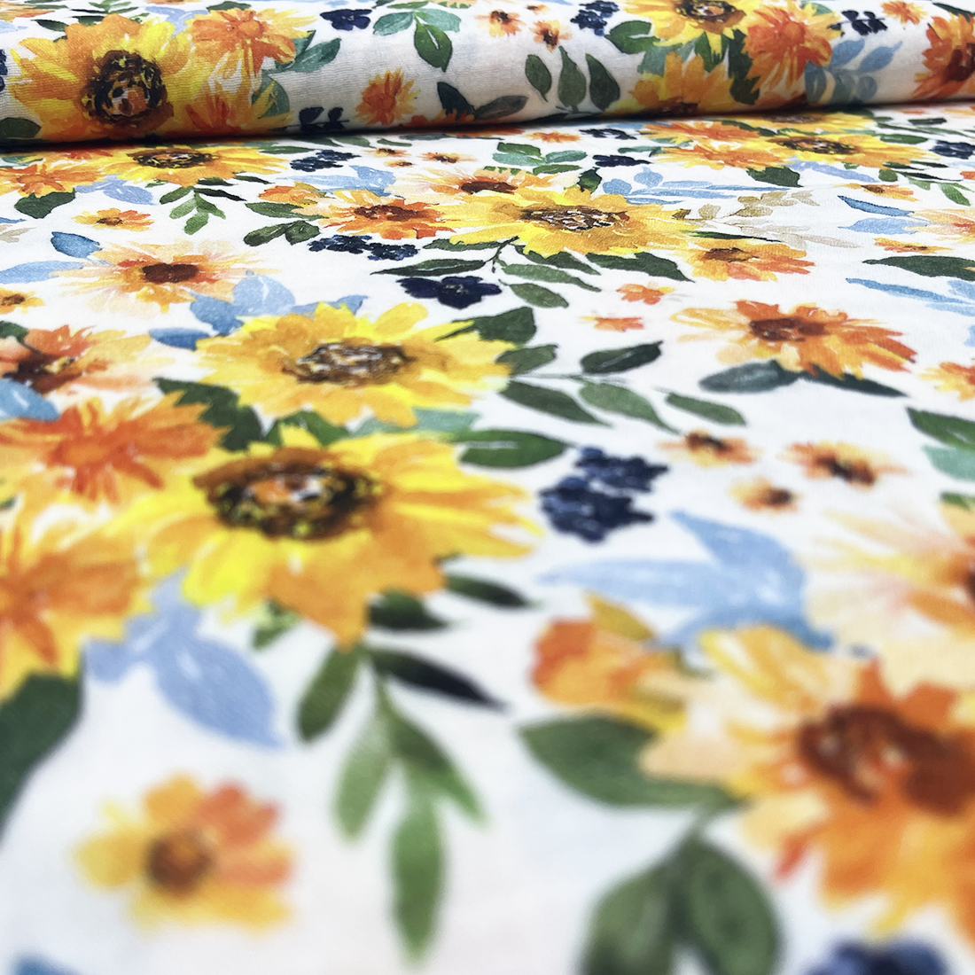 Double gaze fleurs jaunes – Tissu doux et respirant