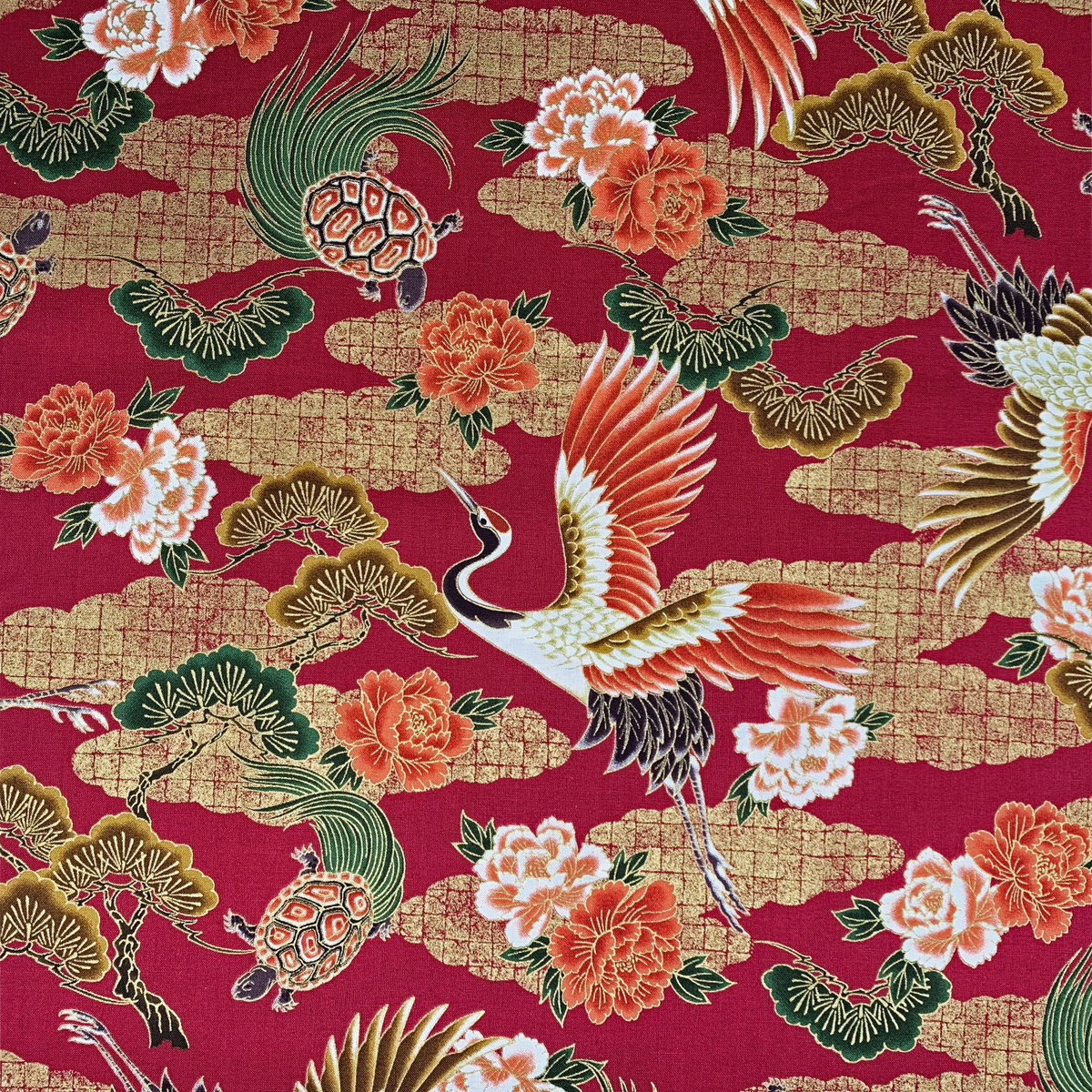 tissu-japonais-grue-tortue