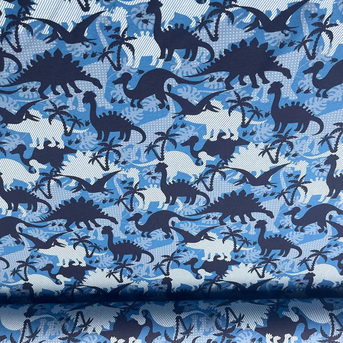 Jersey enfant motif dinosaures – bleu et blanc