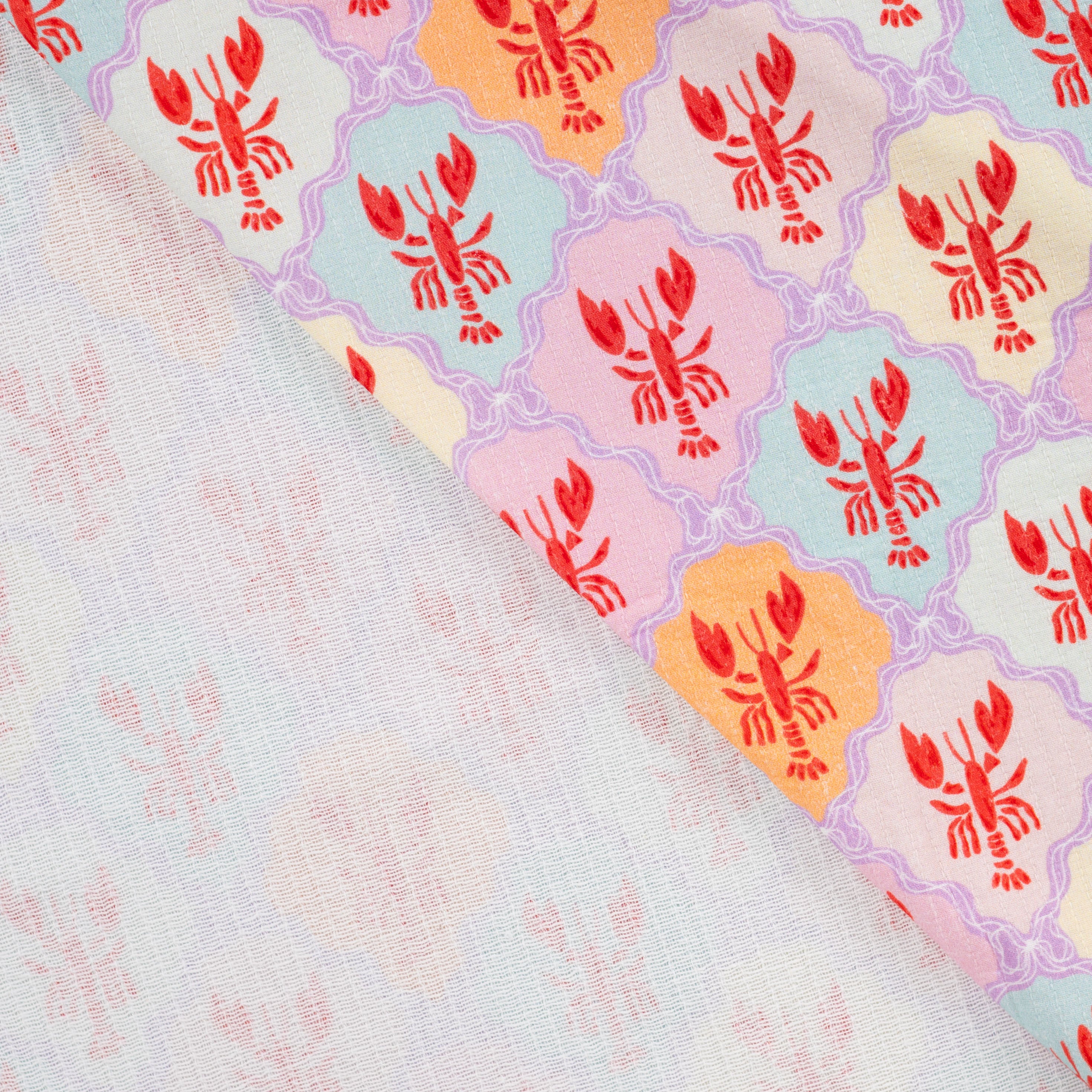 Tissu Coton surpiqué homard