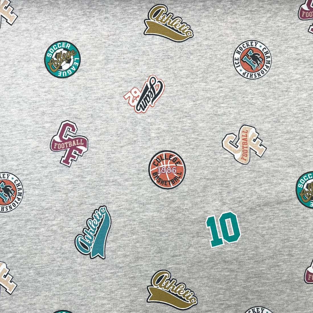 Sweat Molleton Gris à Motifs Varsity – Confort et Style
