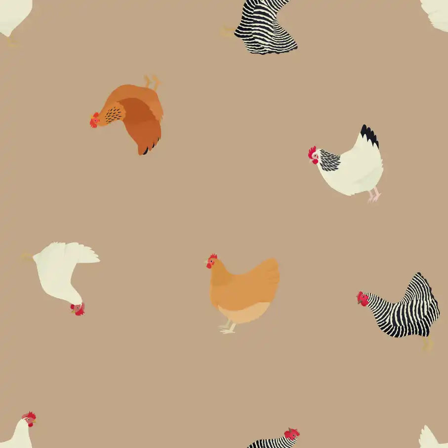 Tissu French Terry Poules de la Ferme