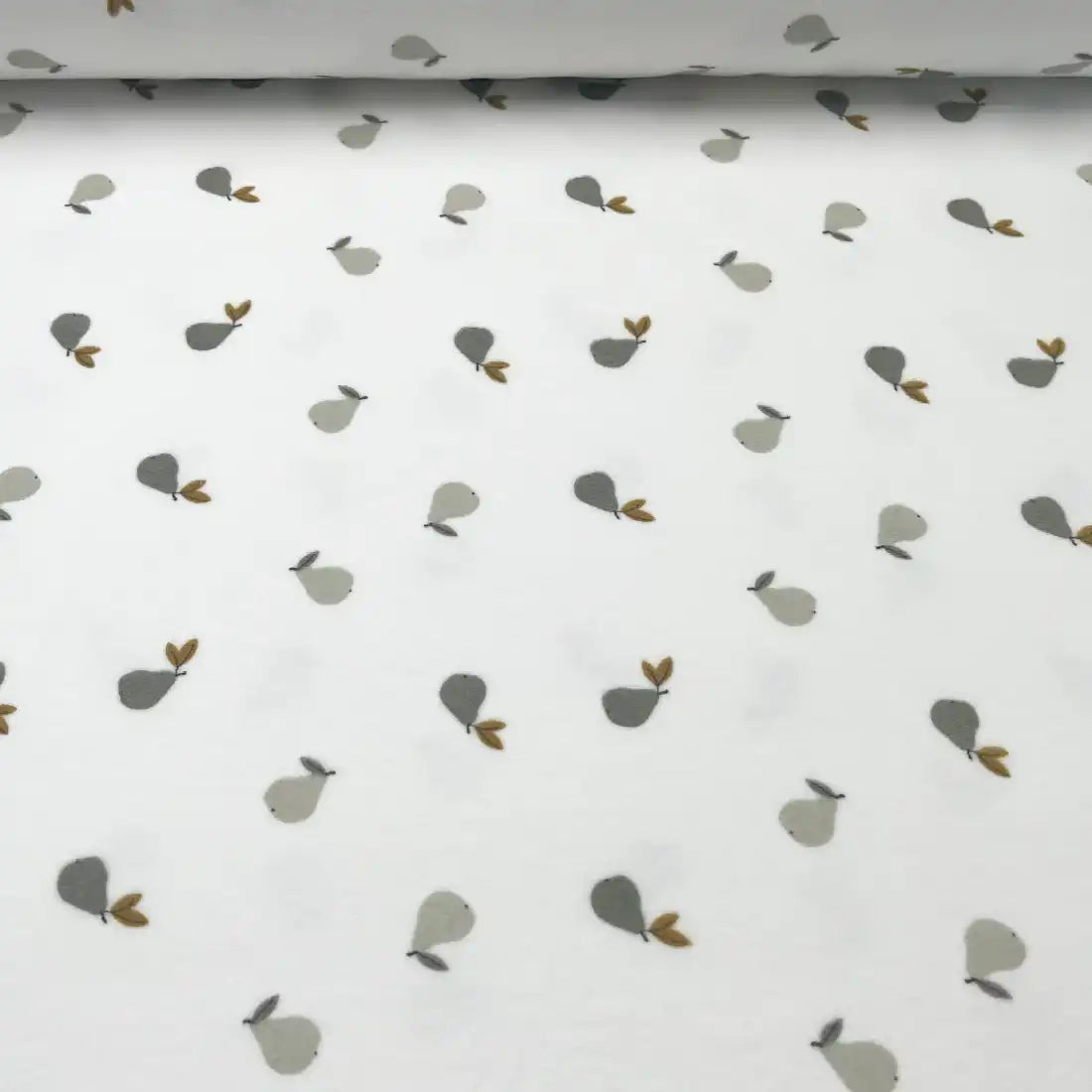 Tissu Nicky Gris Motif Poires – Douceur Fruitée