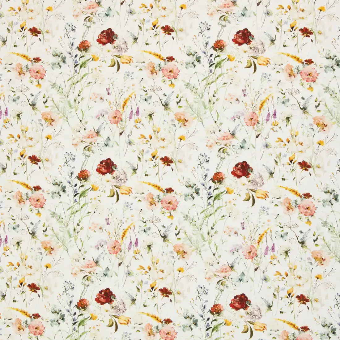 Tissu Popeline Coton Romantique – Fleurs Anciennes et Papillons