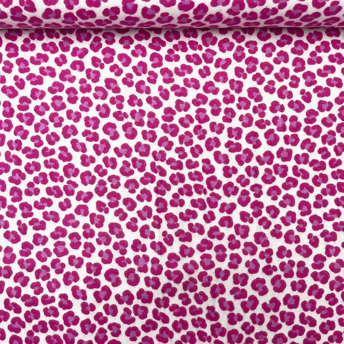 Tissu Velours Fuchsia à Imprimé Léopard Stylisé