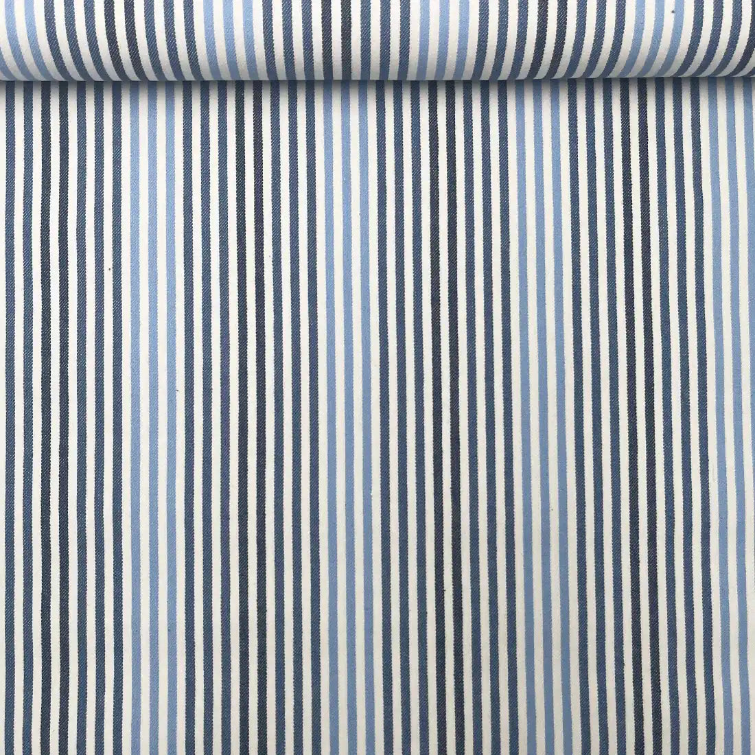 Tissu denim à rayures marines