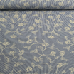Tissu ligné rayé bleu avec broderie cachemire fleurie