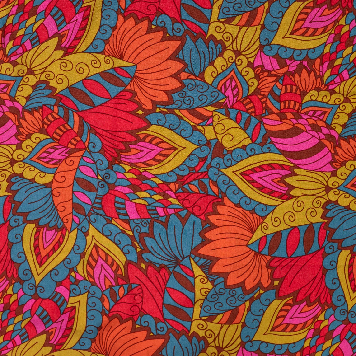 Tissu viscose géométrique terre