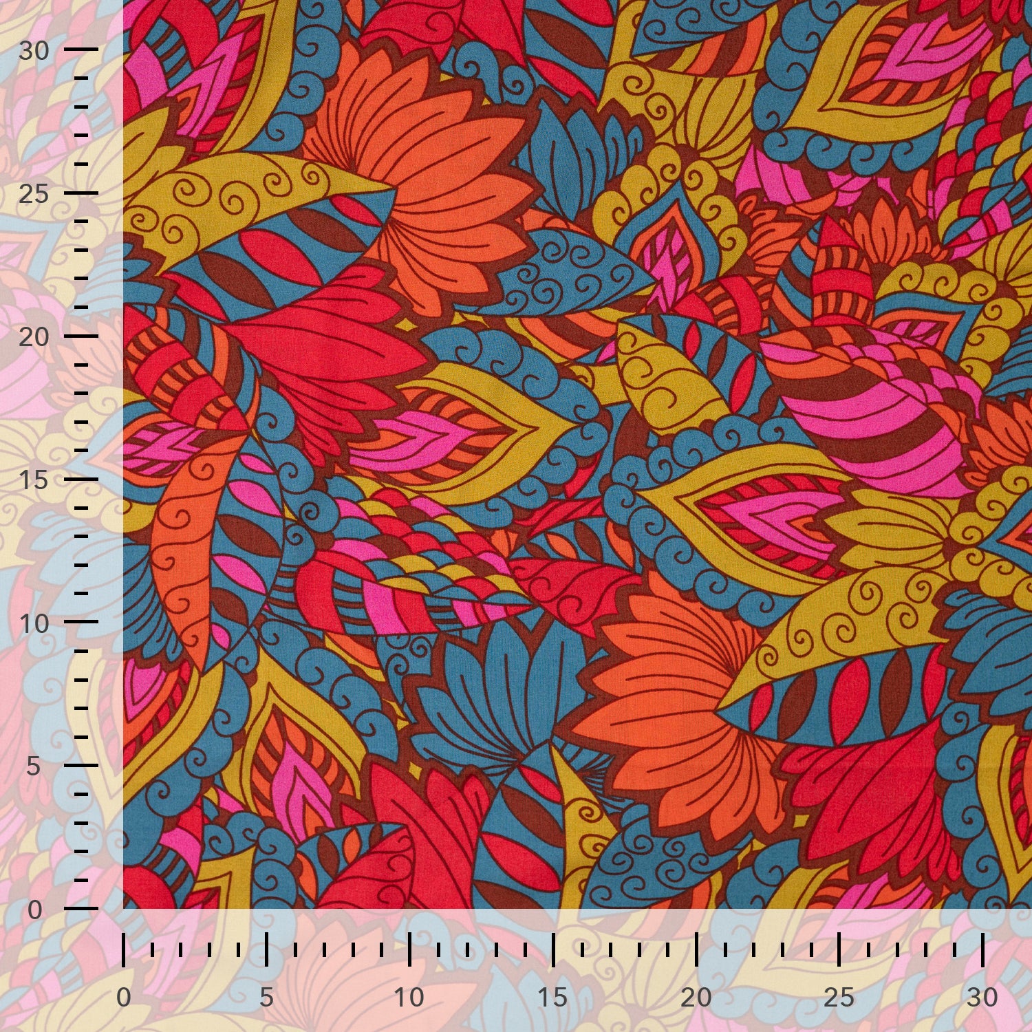 Tissu viscose géométrique terre