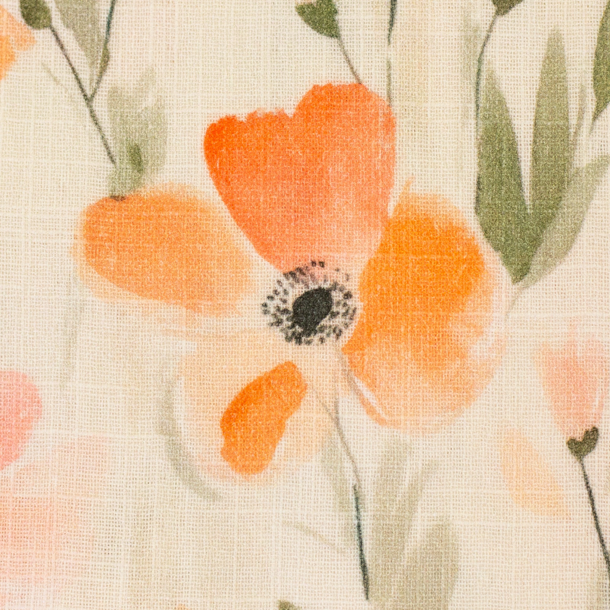 Tissus double gaze plat effet lin fleuris