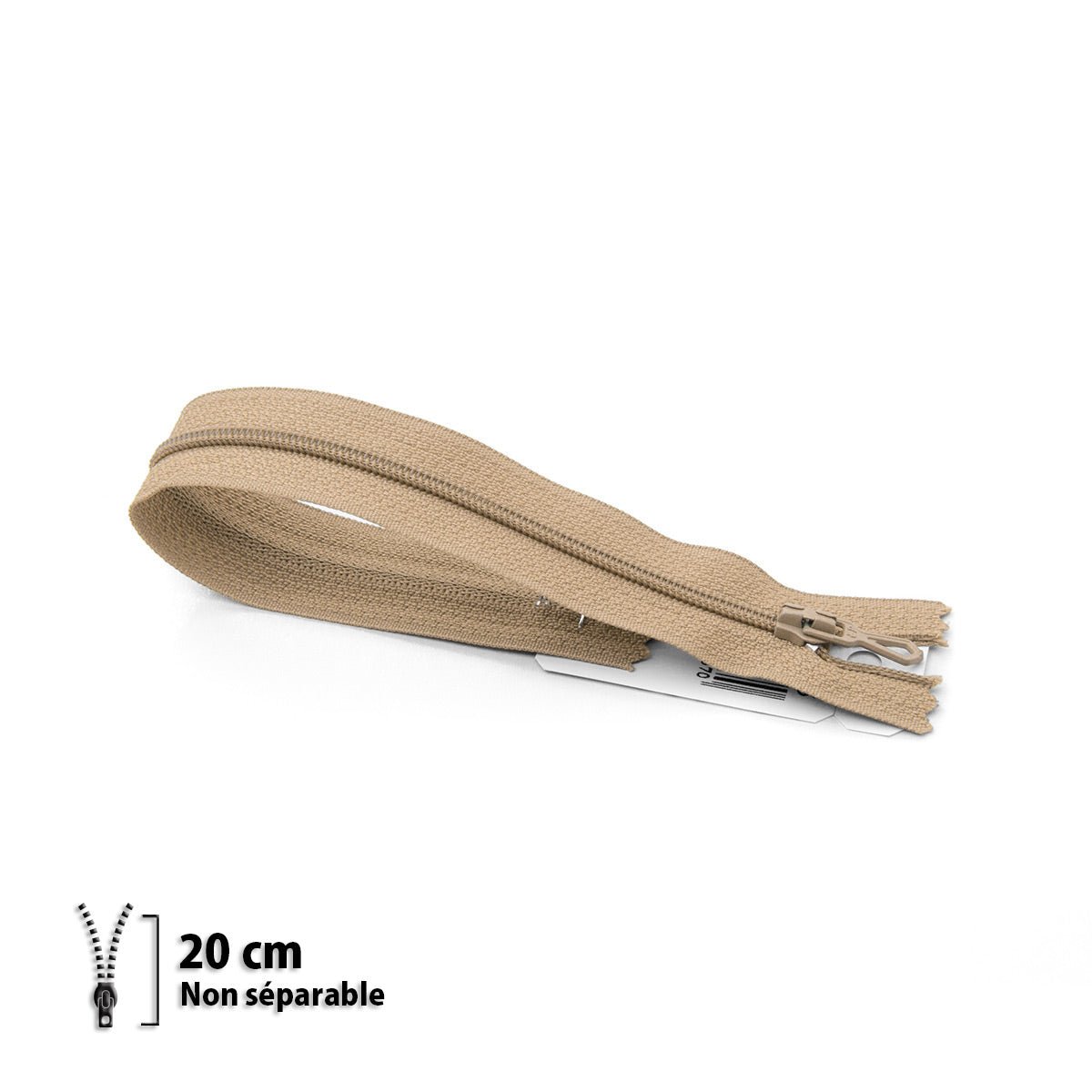 Fermeture éclair / Zip / tirette classique beige antilope