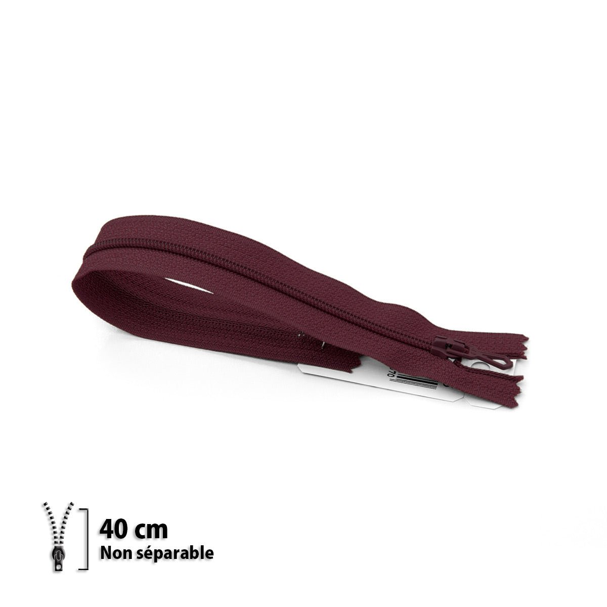 Fermeture éclair / Zip / tirette classique couleur bordeaux