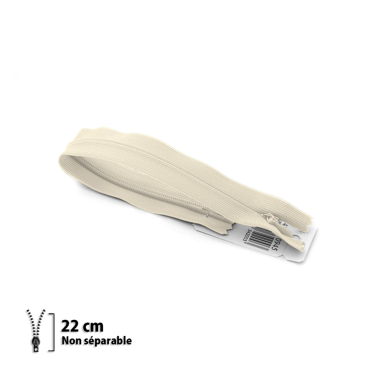 Fermeture éclair / Zip / tirette invisible couleur lin