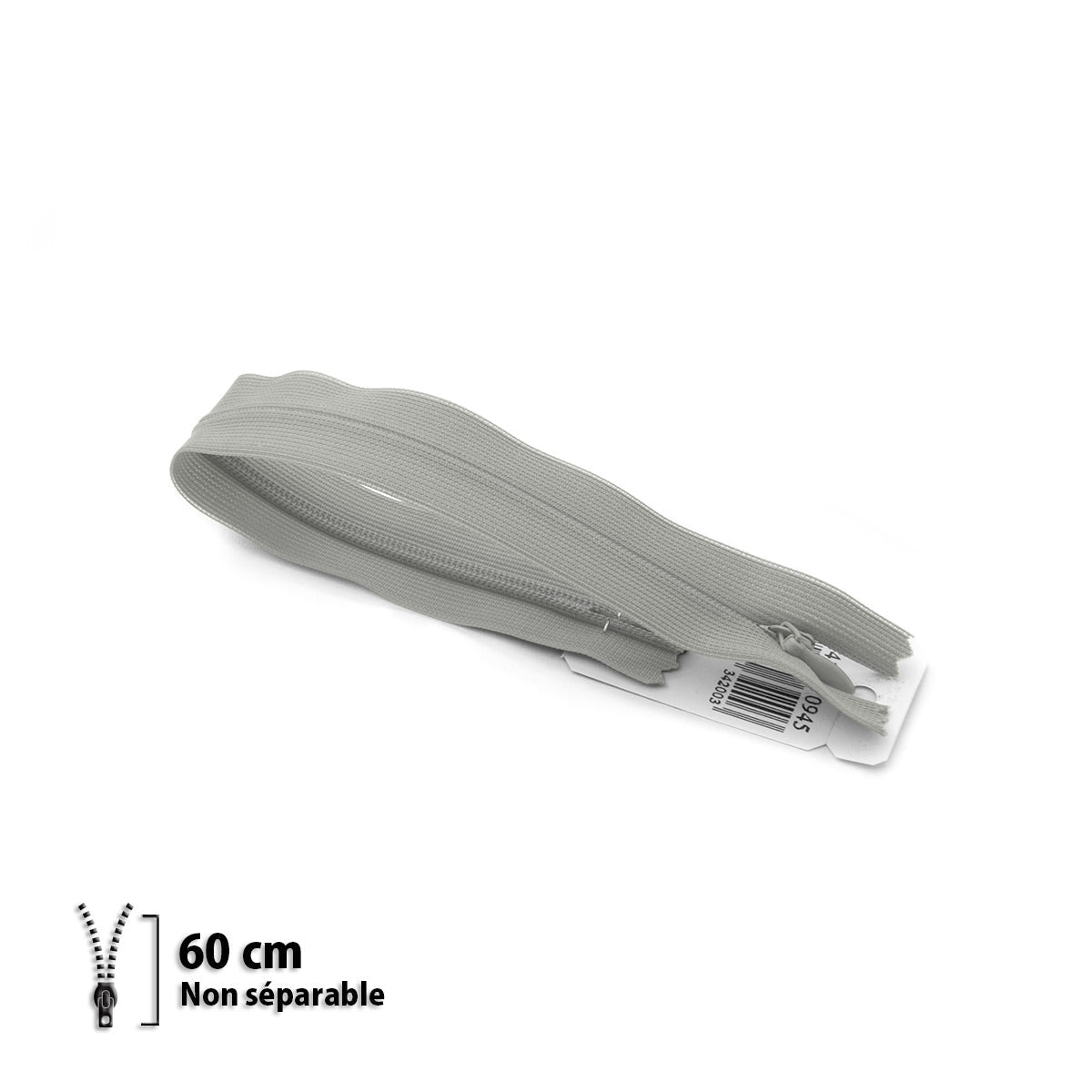 Fermeture éclair / Zip / tirette invisible gris clair