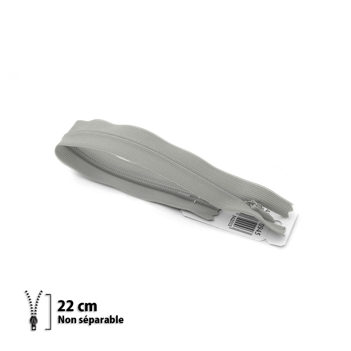 Fermeture éclair / Zip / tirette invisible gris clair