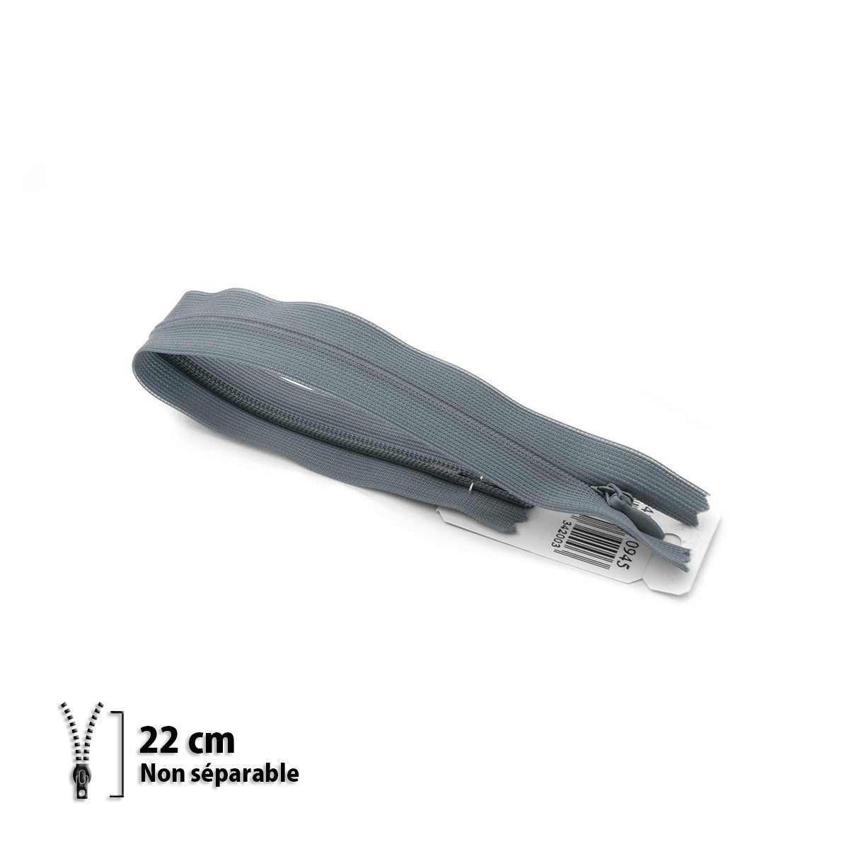 Fermeture éclair / Zip / tirette invisible gris foncé