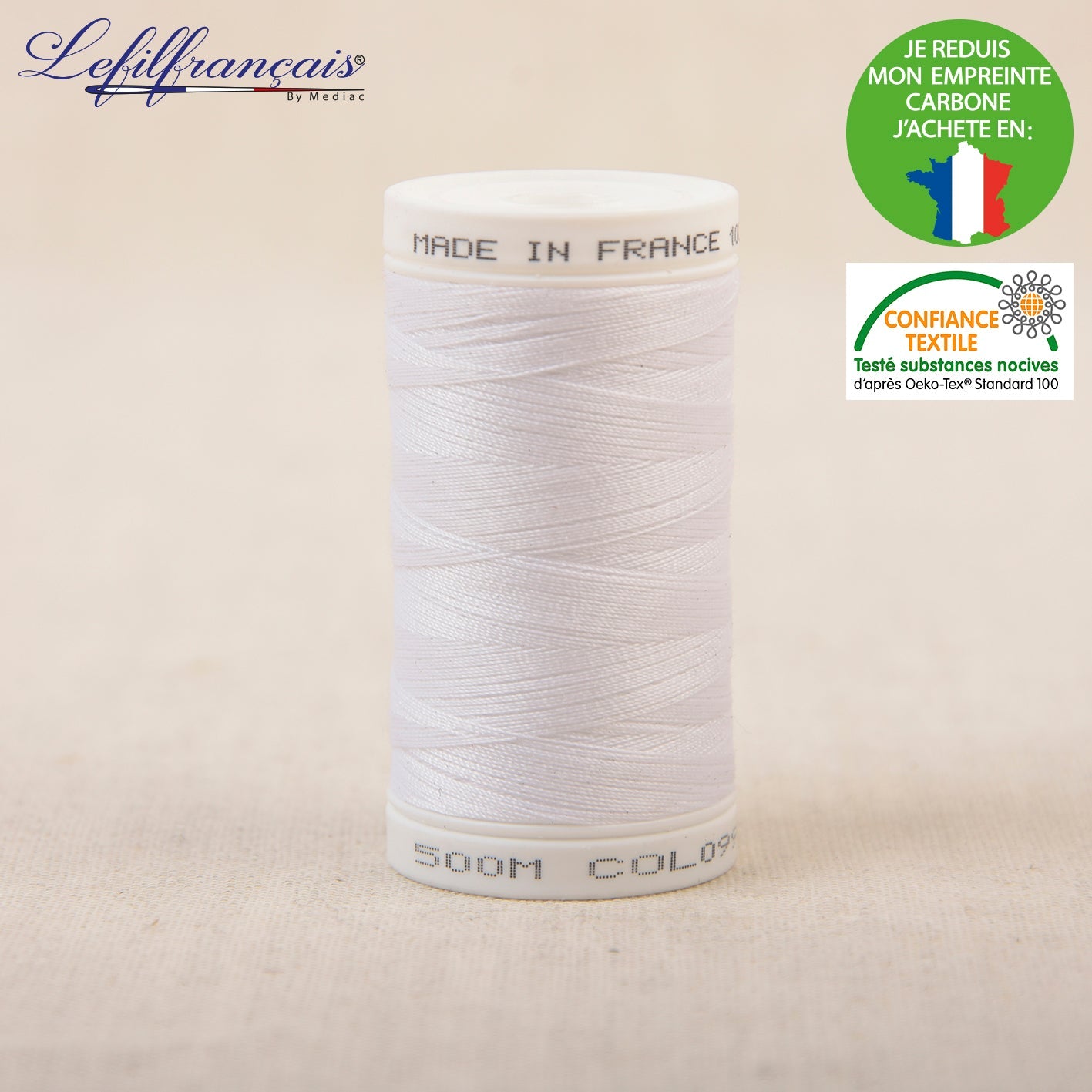 Fil à coudre blanc - 500 mètres