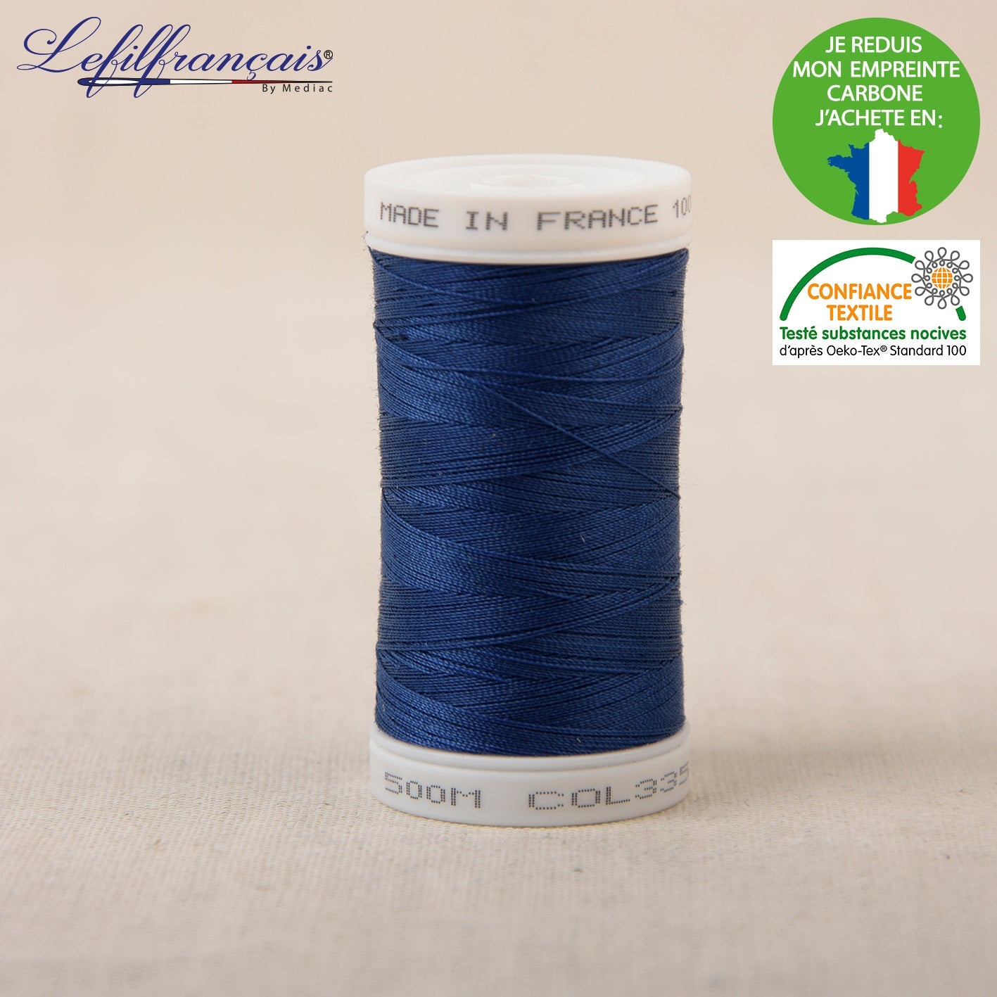 Fil à coudre bleu - 500 mètres