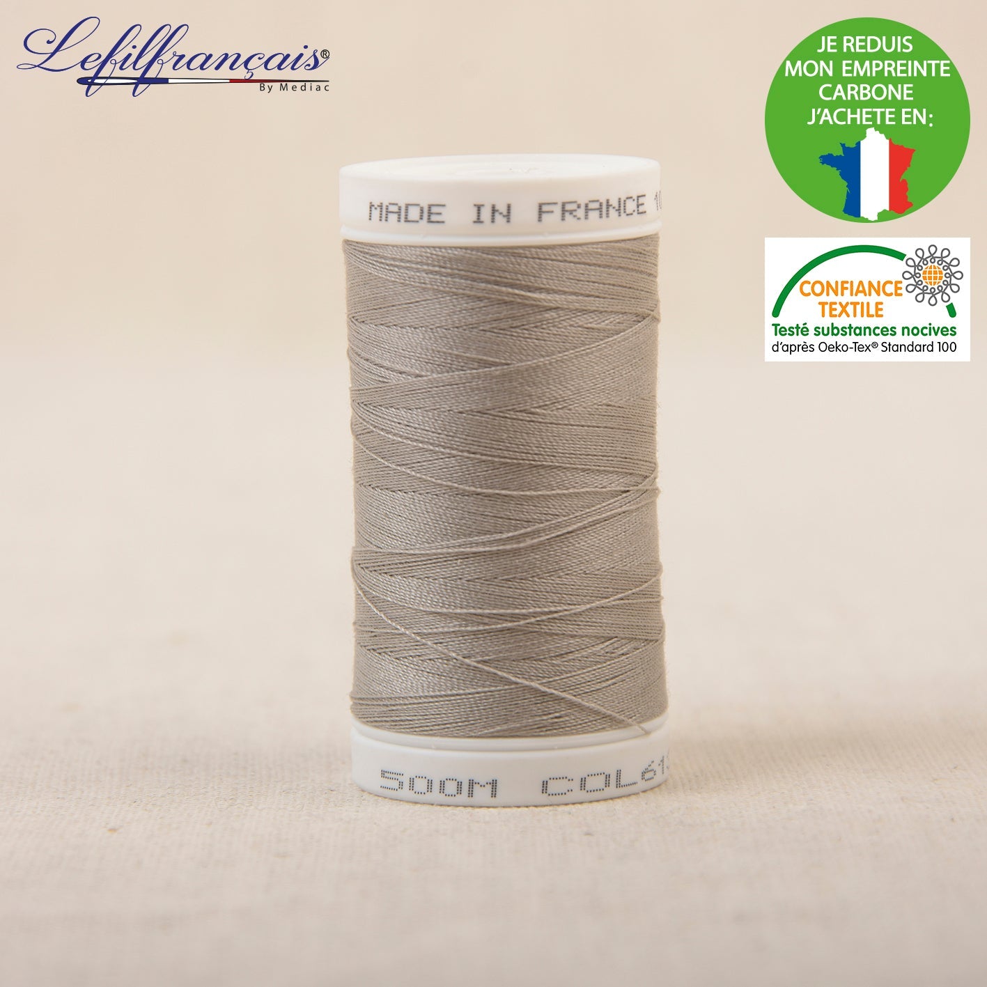 Fil à coudre gris - 500 mètres