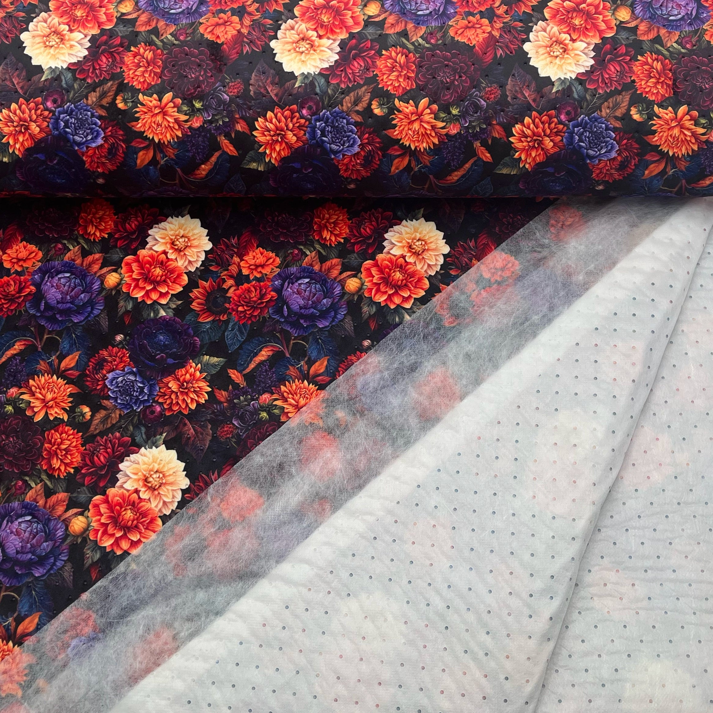 Tissu matelassé velours fleurs