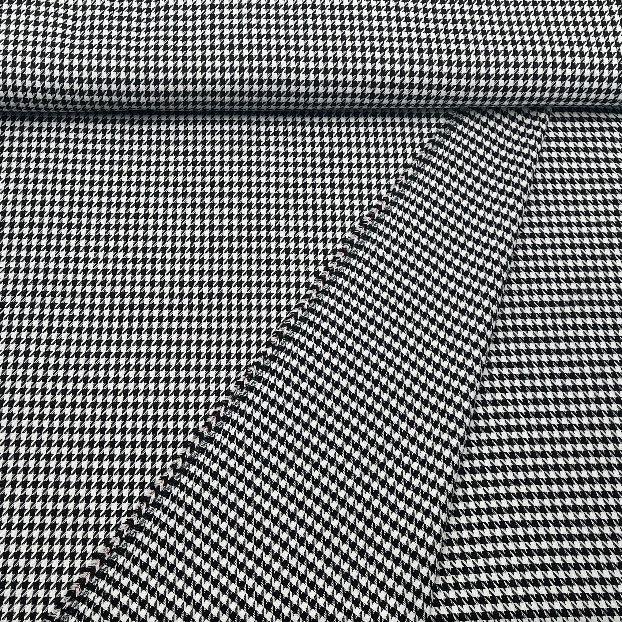 Tissu pied de poule moyen noir et blanc
