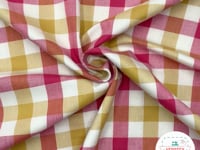 Tissu Vichy de Coton Rose et Jaune — vidéo
