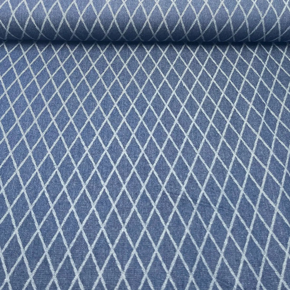 Tissu jean à motif quadrillé