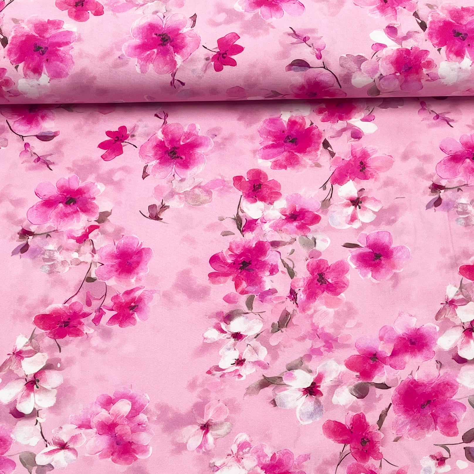 Tissu viscose cerisier rose