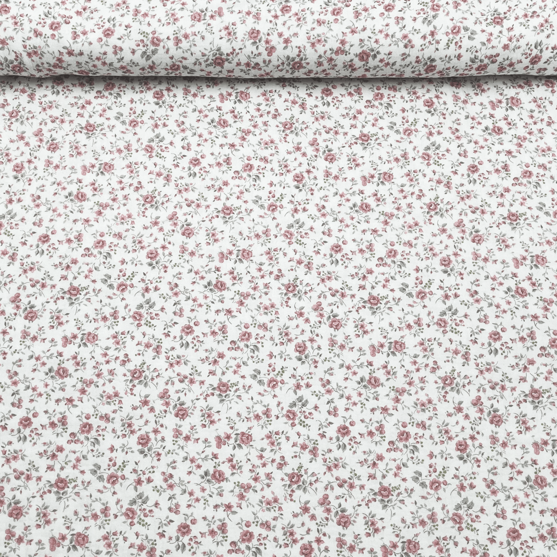 Tissus double gaze fleurs rose