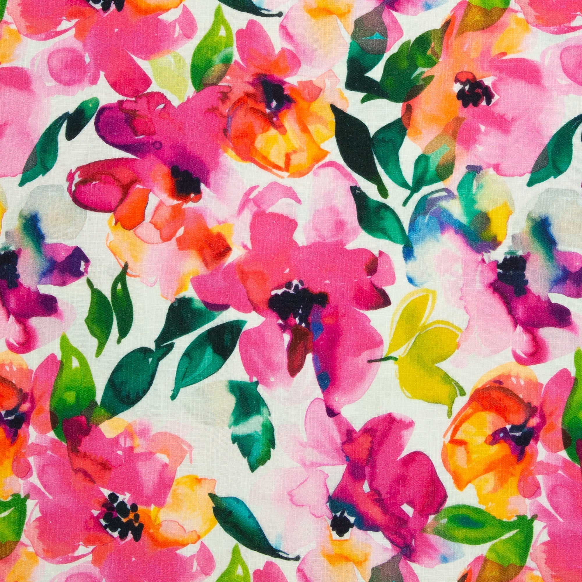 Tissus double gaze plat Fleurs rose aquarelle