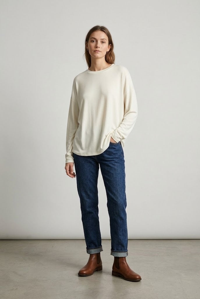 Pull ample en maille tricot écru