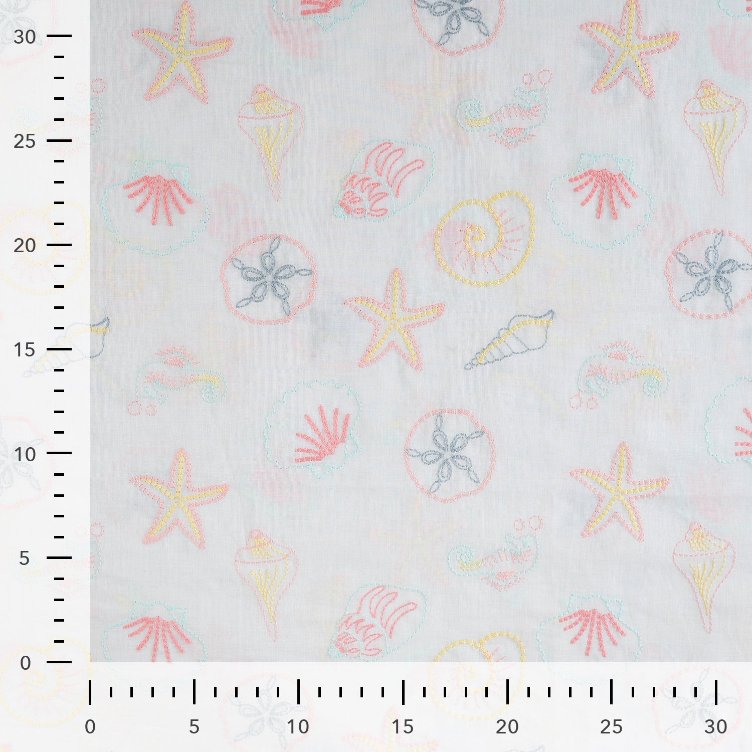 Tissu broderie anglaise coquillage