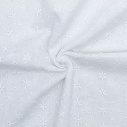 Tissu broderie anglaise fleurs étoilées