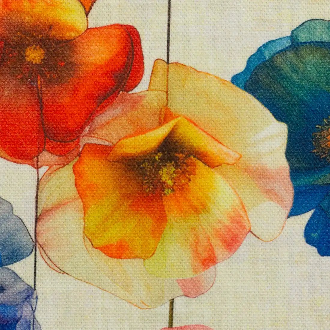 Tissu Canva Coton Fleurs Aquarelle Multicolores