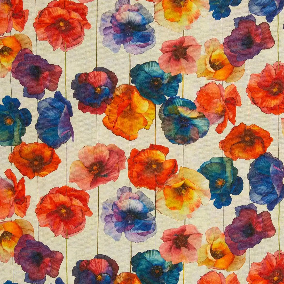 Tissu Canva Coton Fleurs Aquarelle Multicolores