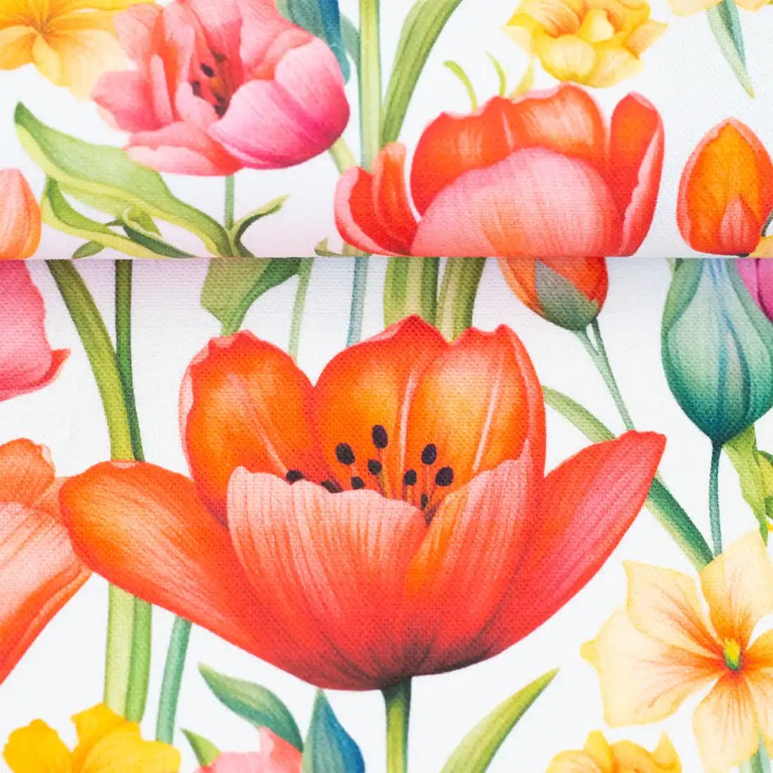 Tissu Canva Coton Tulipe Printanière