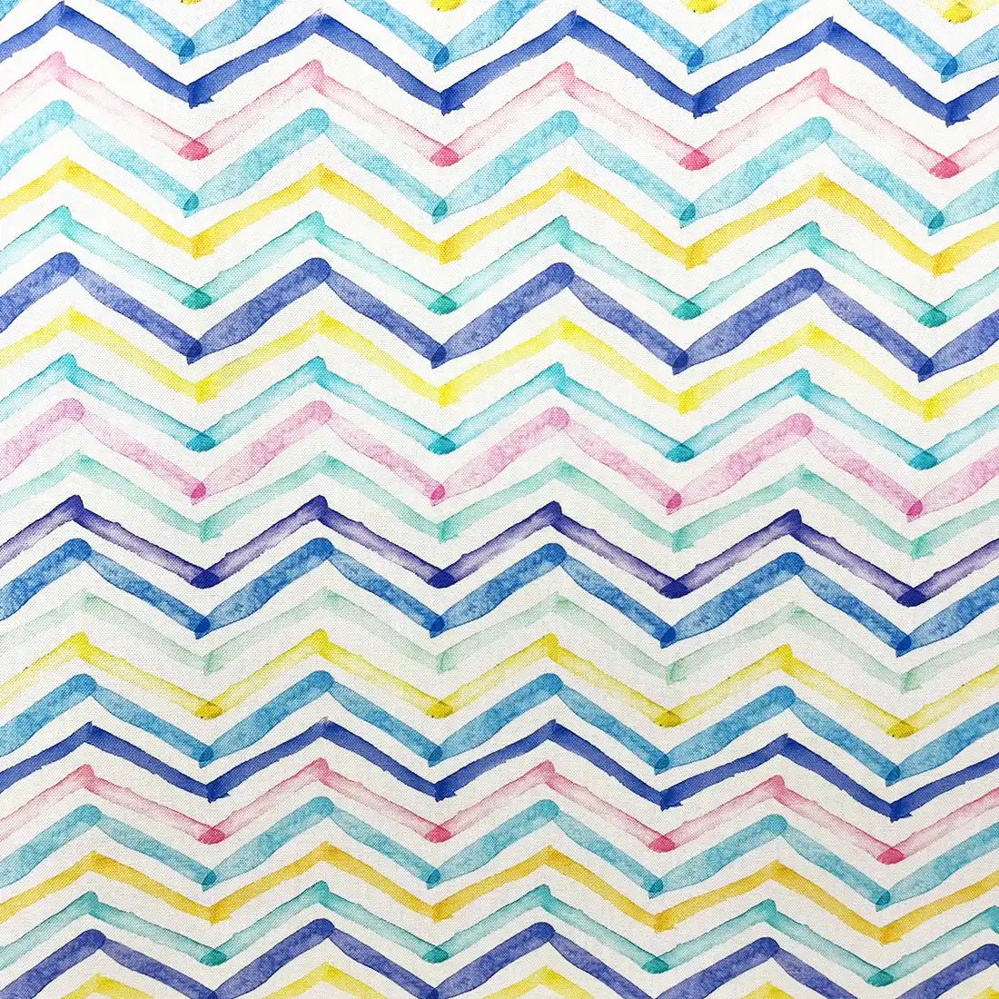Tissu Canvas Coton Chevron Multicolore