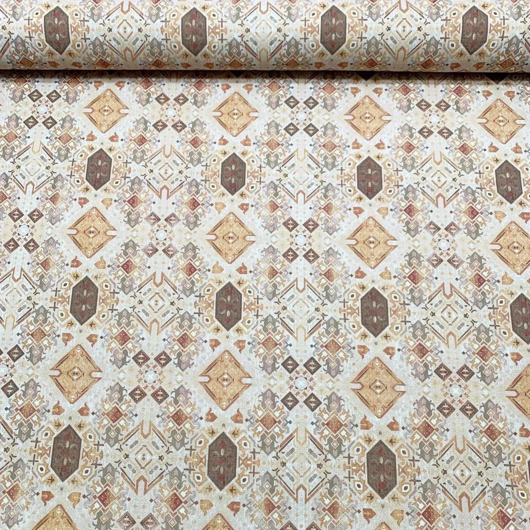 Tissu canvas ethnique beige