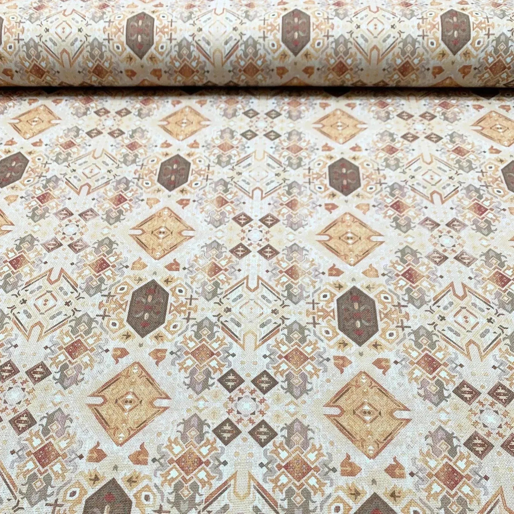 Tissu canvas ethnique beige