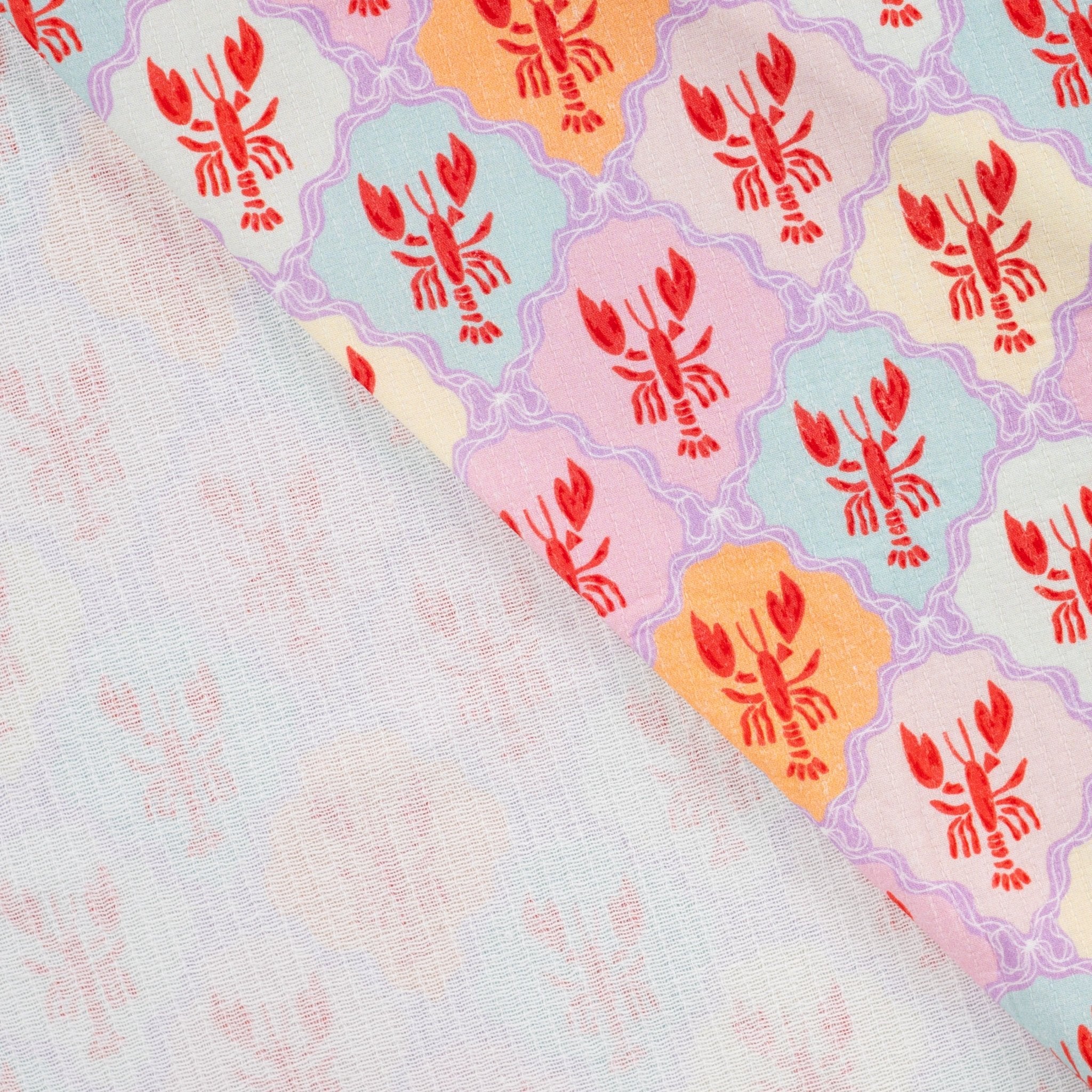 Tissu Coton surpiqué homard