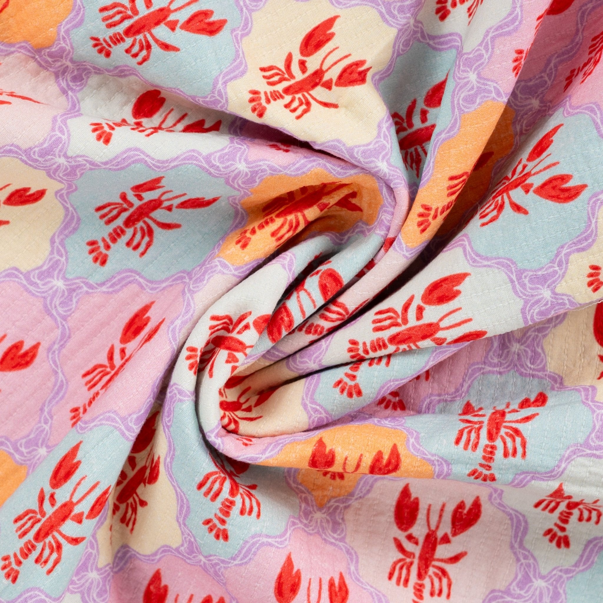 Tissu Coton surpiqué homard