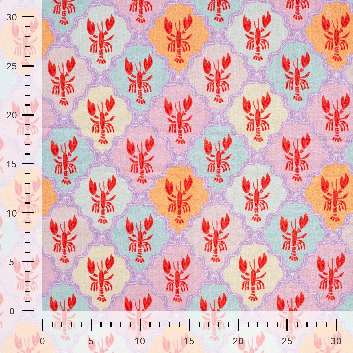 Tissu Coton surpiqué homard