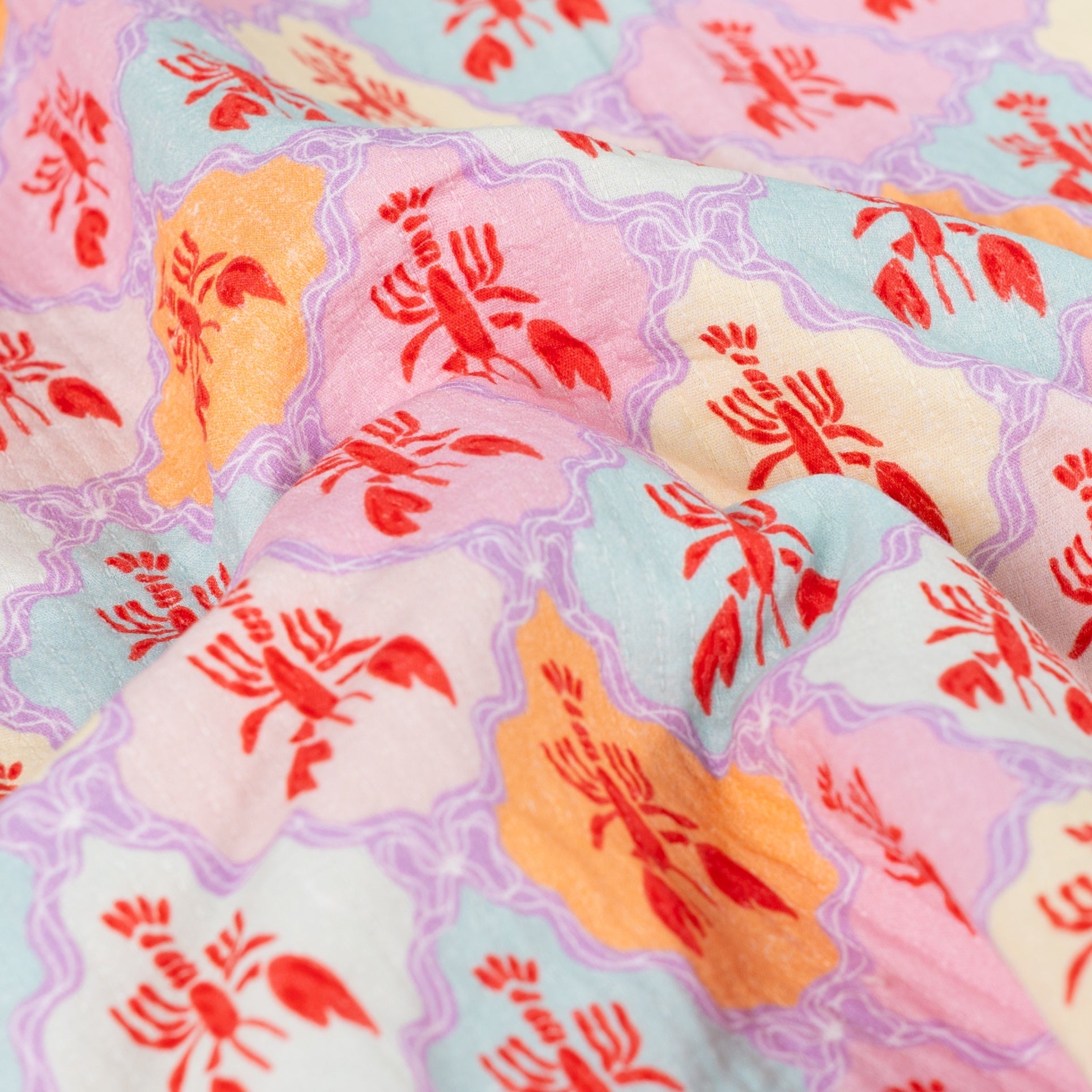 Tissu Coton surpiqué homard