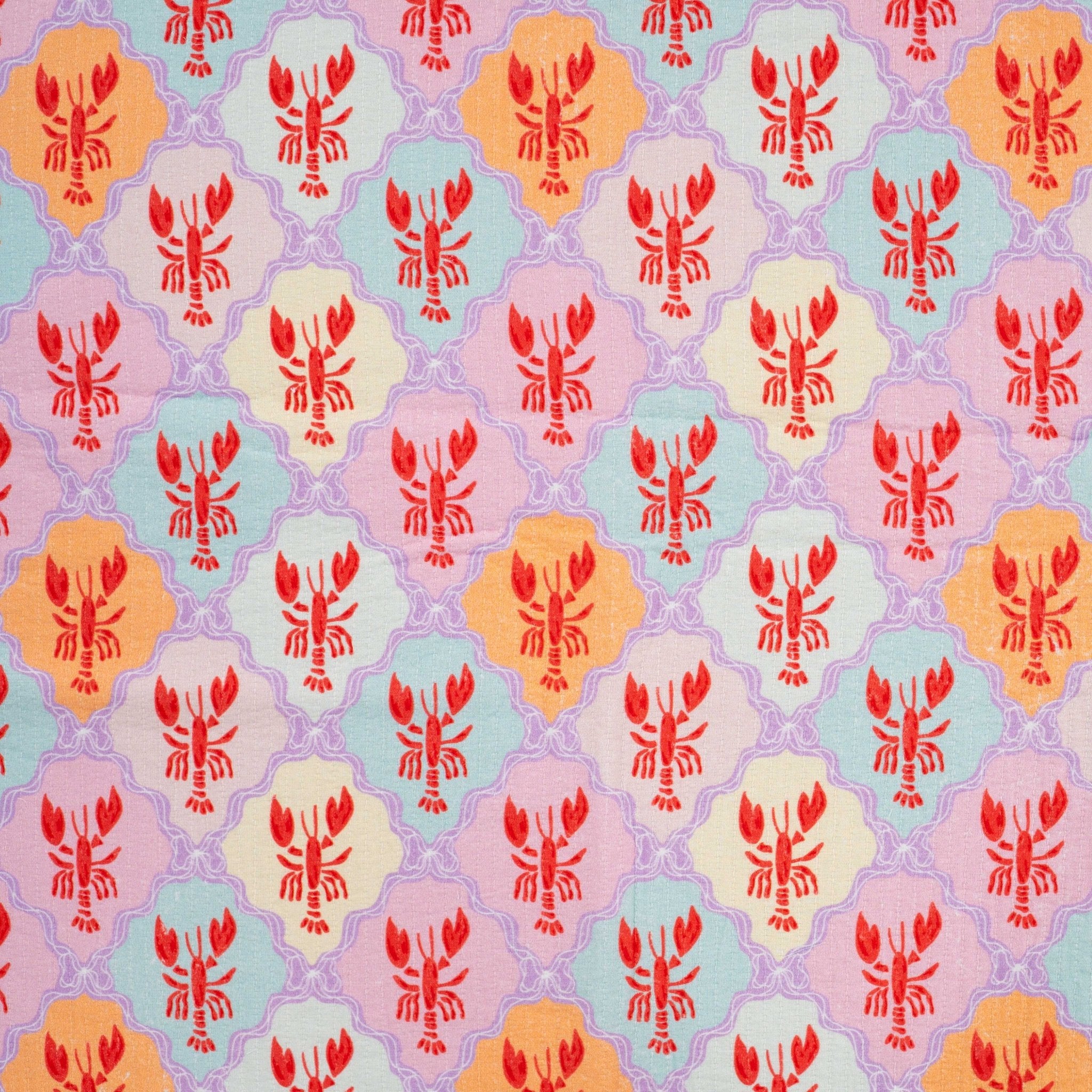 Tissu Coton surpiqué homard