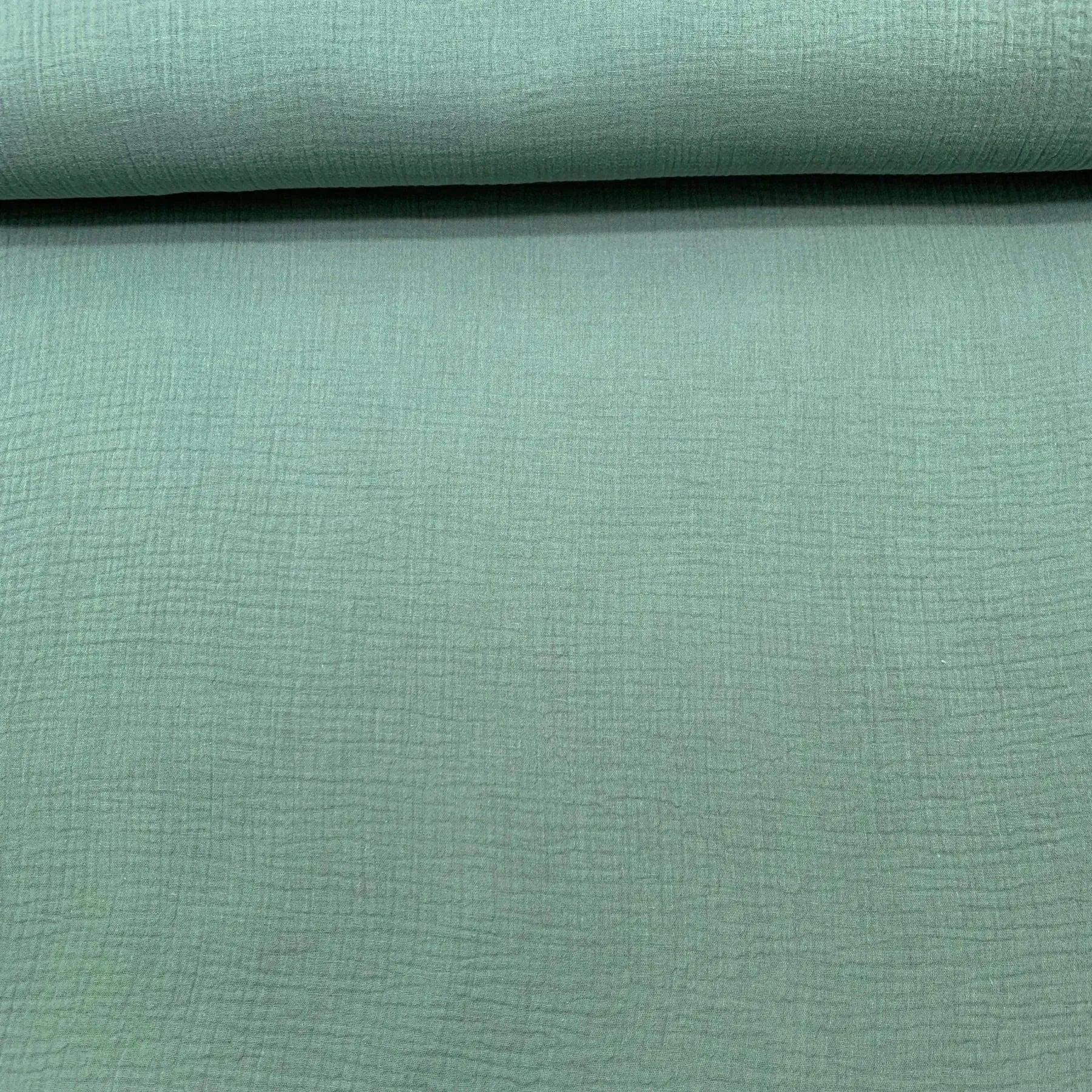 Tissu double gaze bio menthe foncé