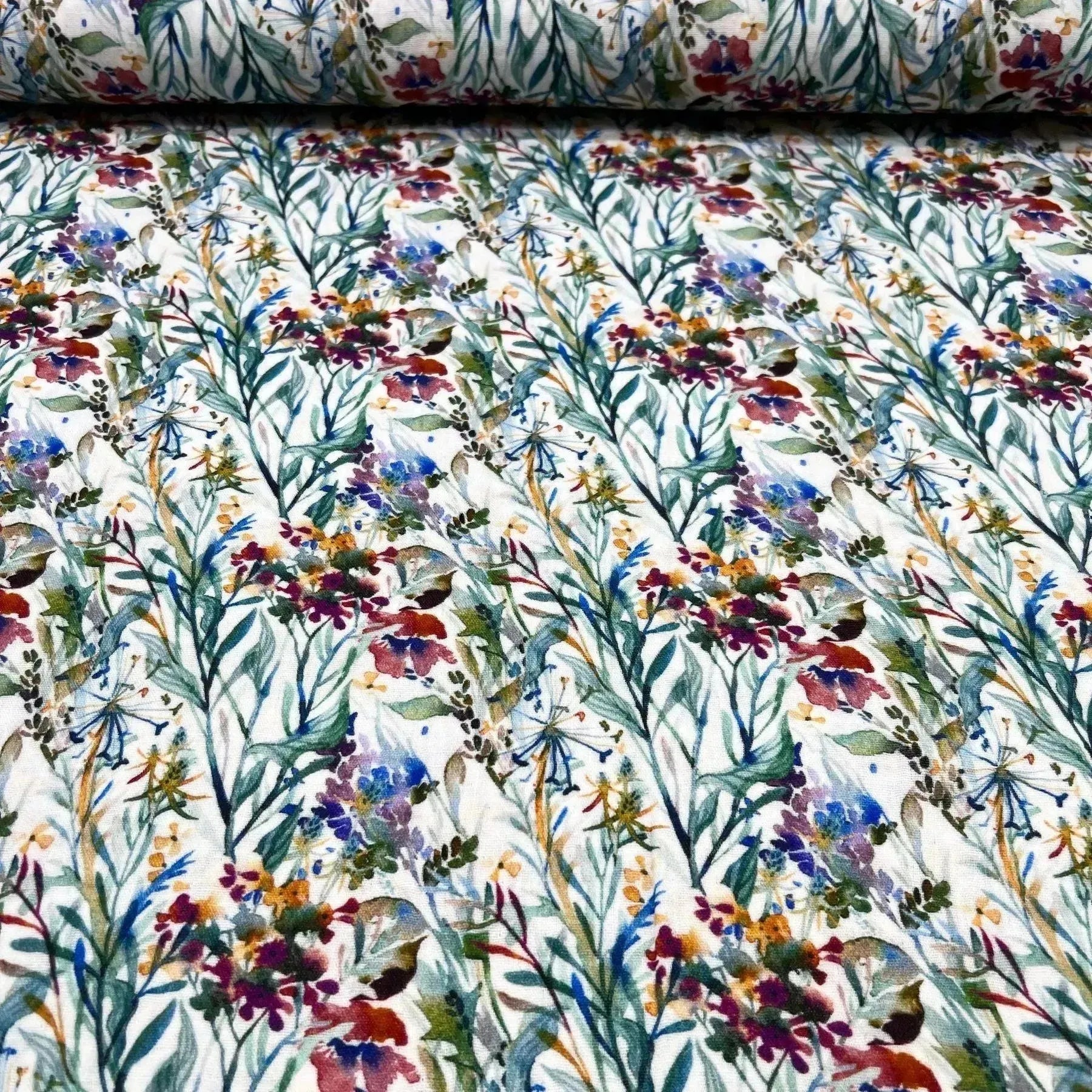 Tissu double gaze fleurs des champs