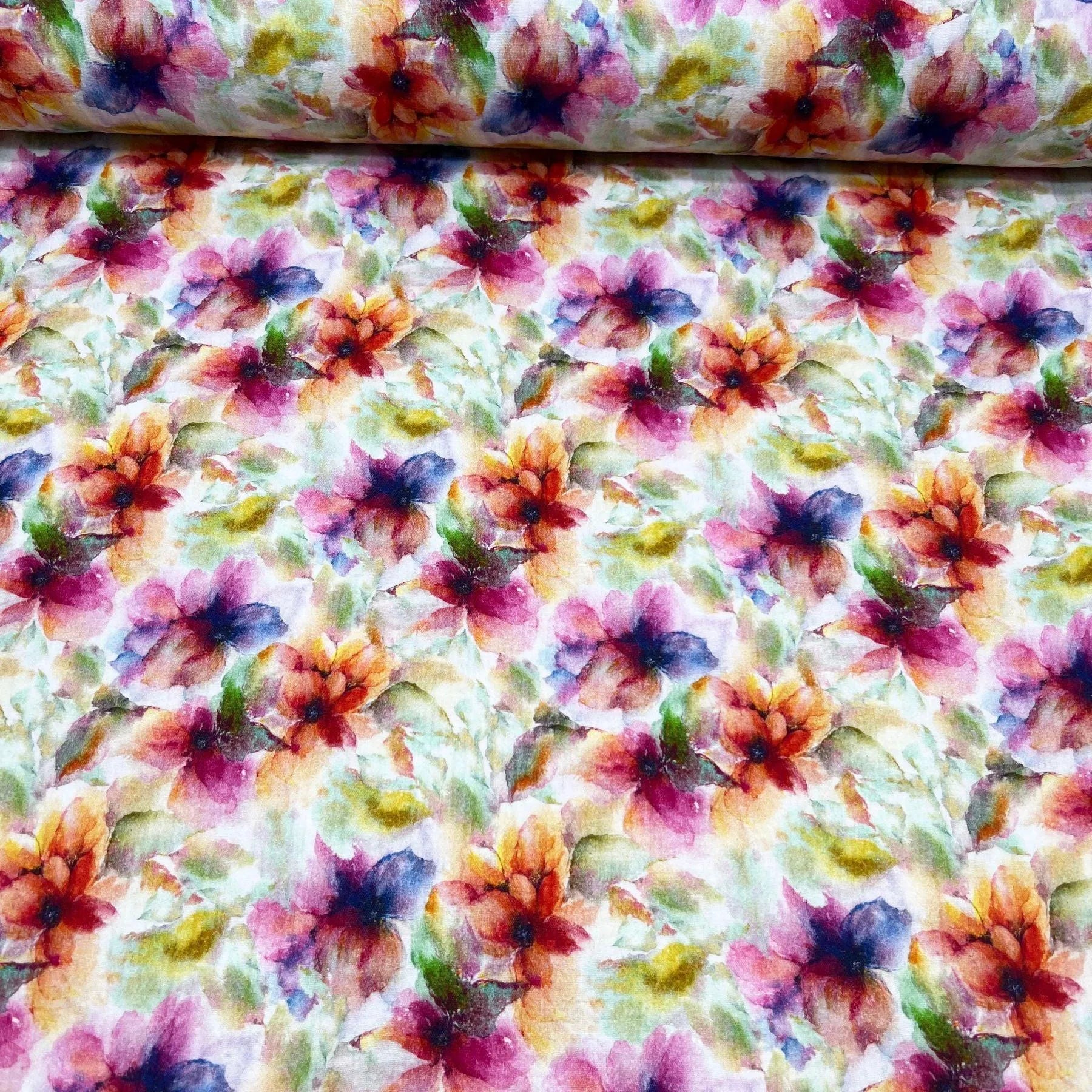 Tissu Double Gaze Fleurs Pensée Qualité Verotex Made In Europe 